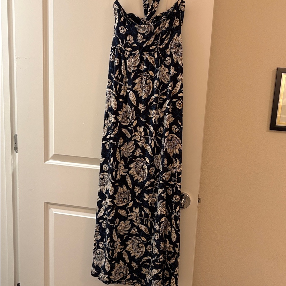 Soma Black, blue and Cream Floral Maxi halter Dress - Picture 4 of 8